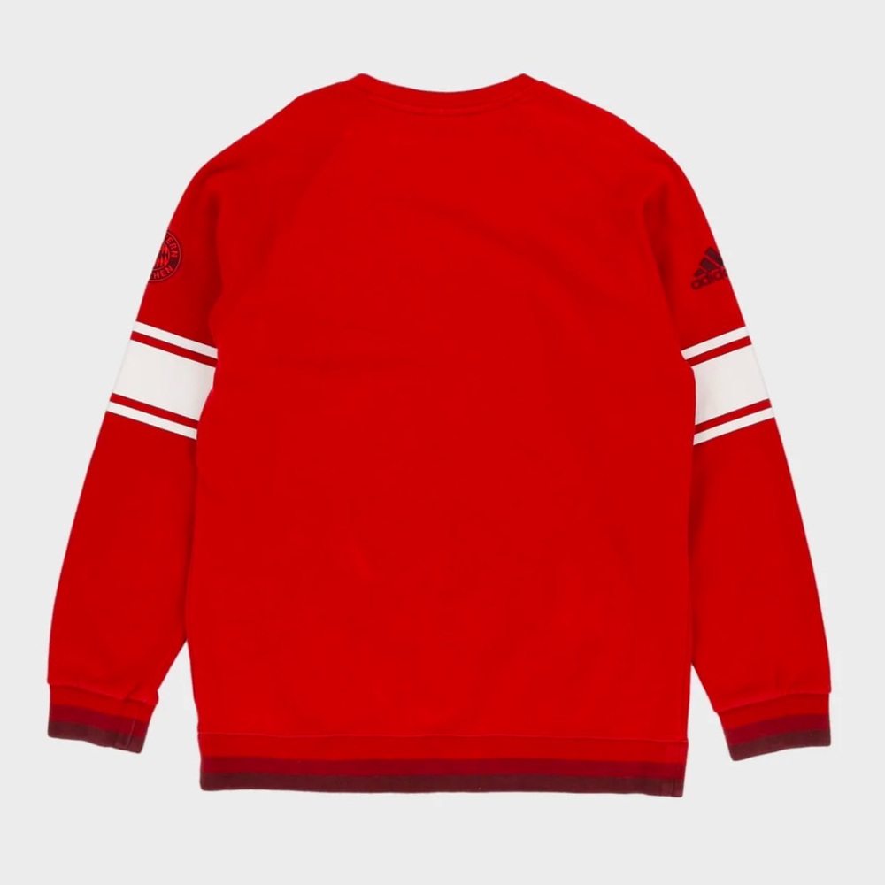 Adidas FC Bayern München FCB Red Sweatshirt w/ Logo Soccer Crewneck - Picture 2 of 10